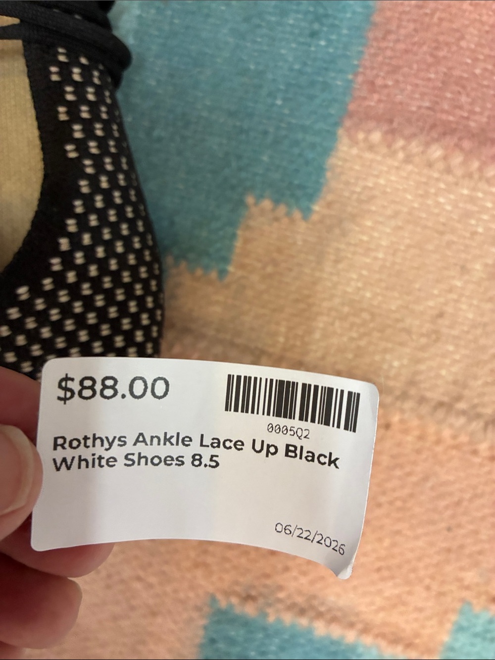 Rothy's Black and White Knit Ballet Flats with Wrap Laces 8.5 - Picture 7 of 7